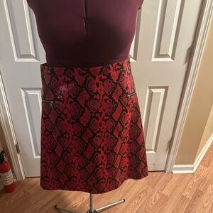 Ashley Stewart Red and Black Snake Print Skirt